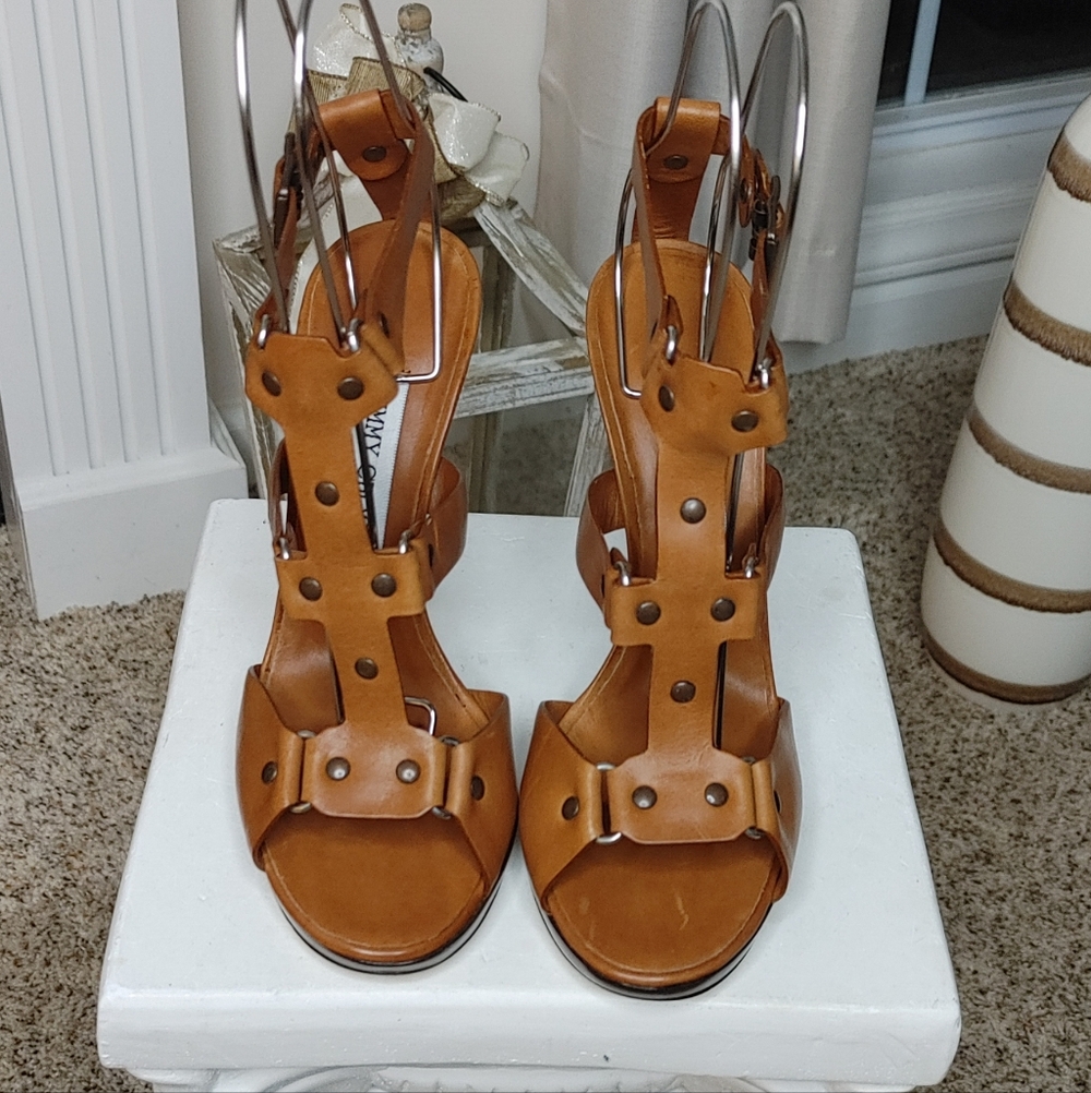 JIMMY CHOO "PRIZE" LEATHER GLADIATOR SANDAL, 39.5 - Picture 4 of 16